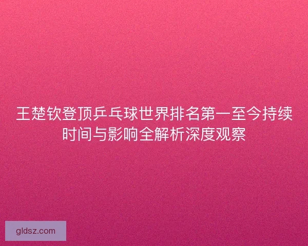 王楚钦登顶乒乓球世界排名第一至今持续时间与影响全解析深度观察